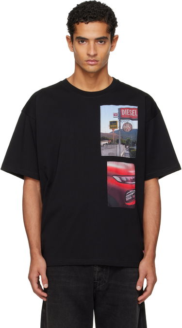 T-paita Diesel T-shirt with Roadside Scene and Car Photo Patches Musta | A19467-0PLAT-9XX, 0