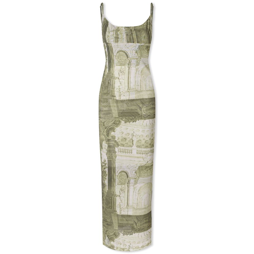 Mekko Miaou Miaou Thais Midi Dress Emblem Print Beige | 5019PM1EMB