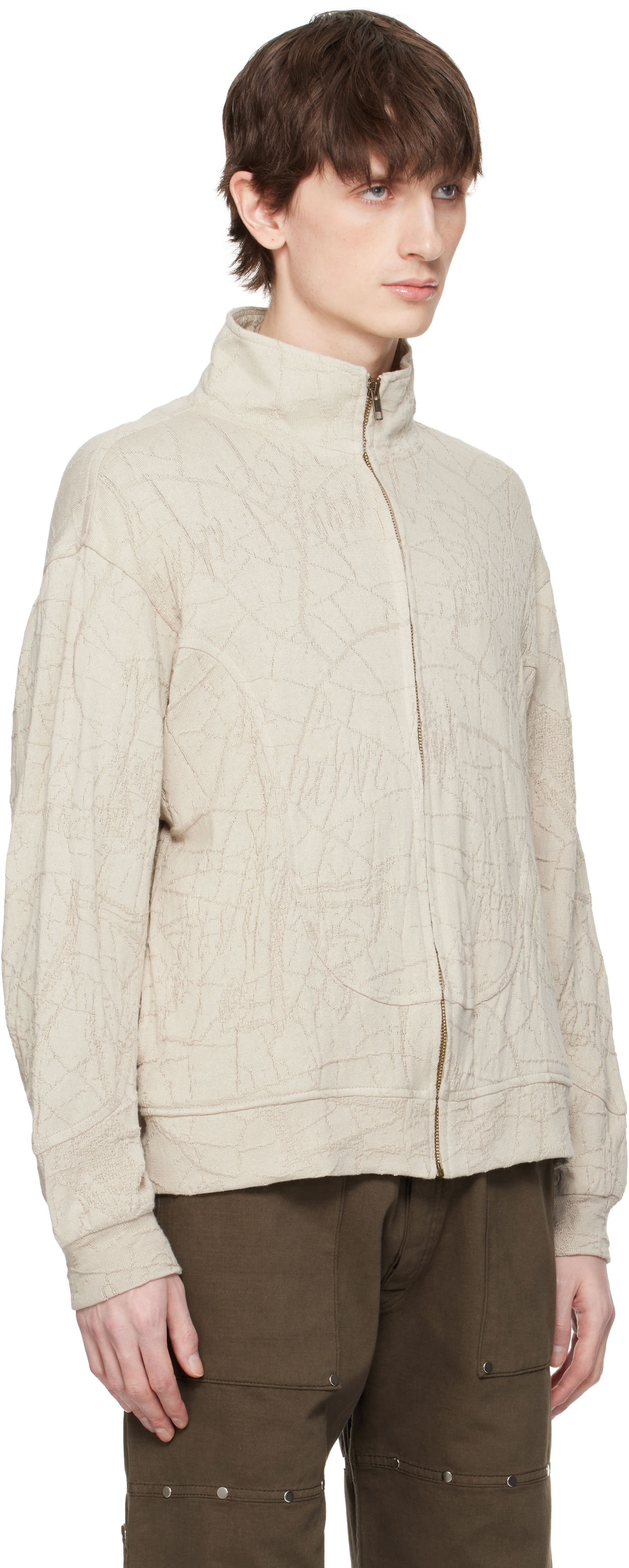 Huppari Serapis Serapis Knit Wave Track Jacket Beige | SS25_TJ_2, 1