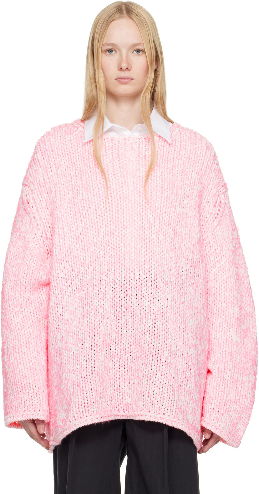 Villapaita Comme des Garçons Homme Plus Lily Yarn Sweater Vaaleanpunainen | PO-N010-051