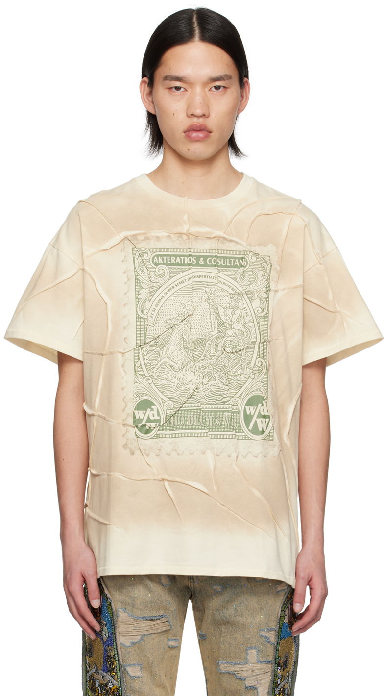 T-paita Who Decides War Currency Graphic Panelled T-Shirt Beige | 1110110019SS24