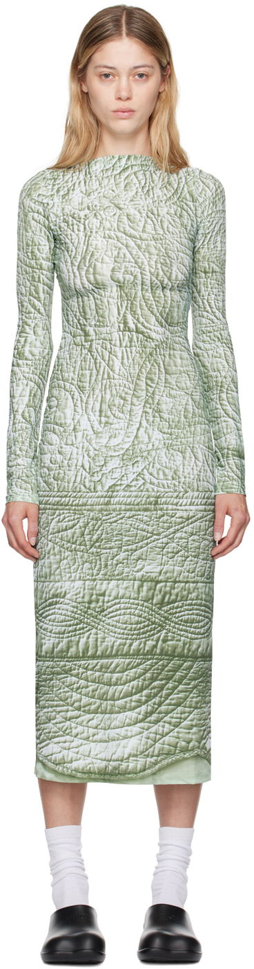 Mekko Maison Margiela MM6 Green Printed Midi Dress Harmaa | S52DD0046 M20024