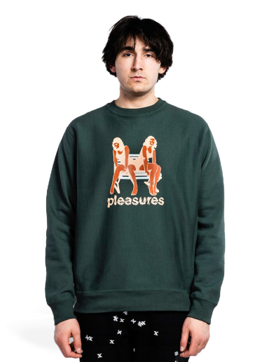 Huppari Pleasures Bench Premium Crewneck Vihreä | P21W048-GREEN