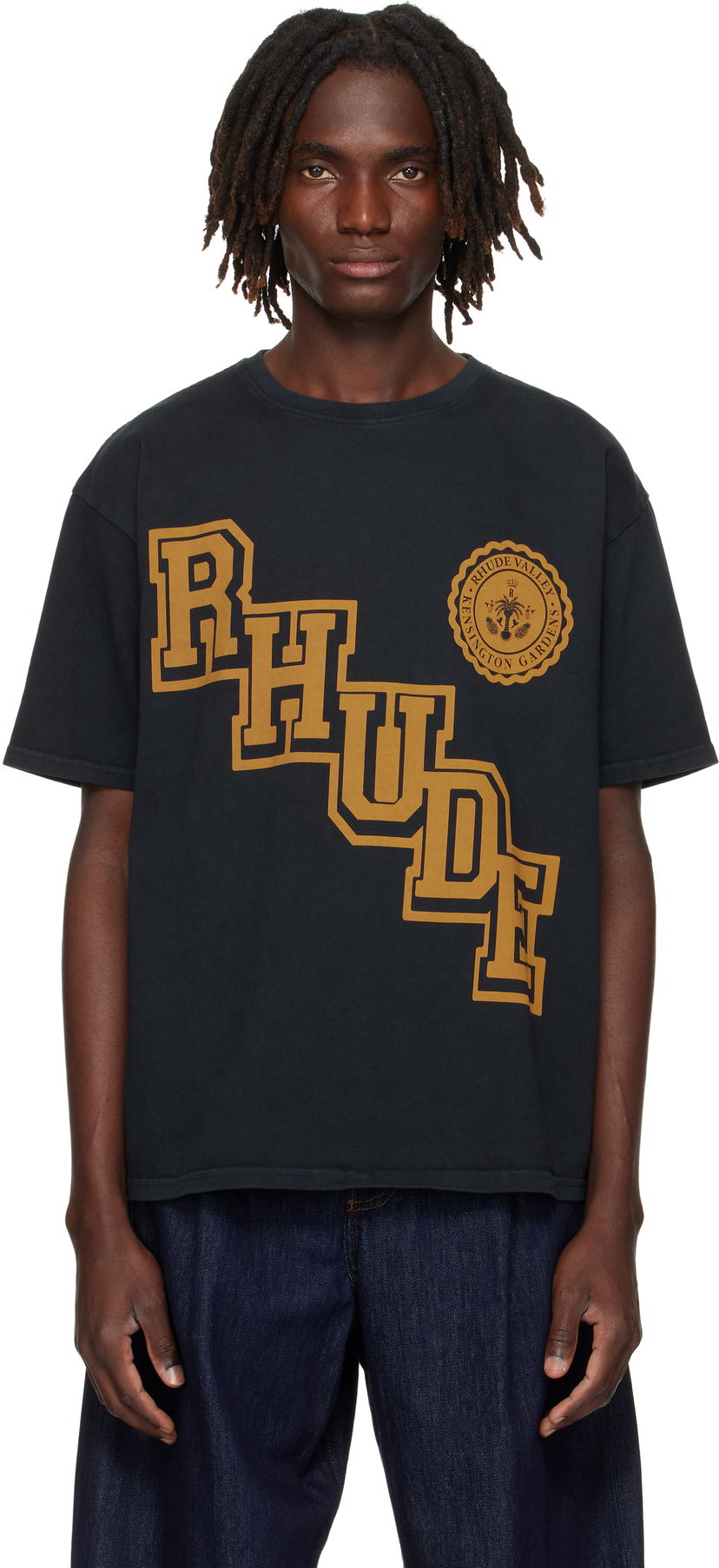 T-paita Rhude Rhude Collegiate Crest T-Shirt Musta | RHPF25TT05012