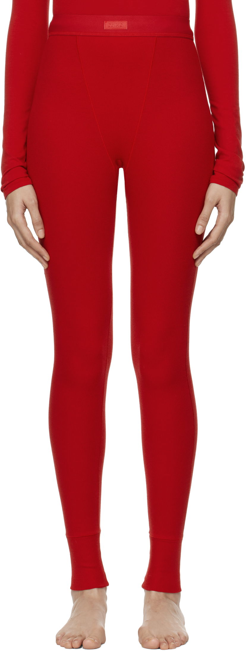 Sukat SKIMS Rib Leggings Punainen | AP-LEG-0039