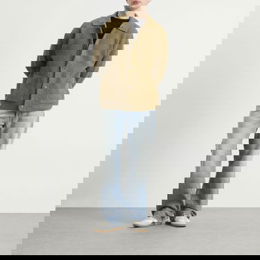 Villapaita AMI Felted and Chunky Wool Ribbed Knit Cardigan, Size Large Vihreä | H25HKC354-KN0112-298H25, 4