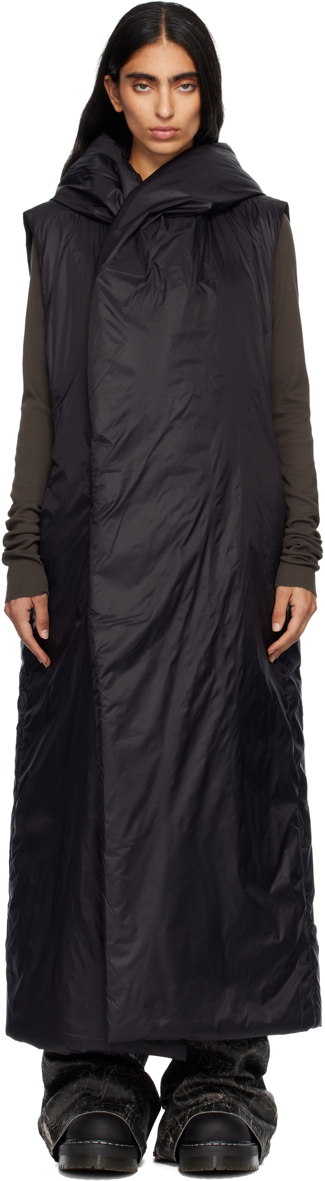 Takit Rick Owens Rick Owens DRKSHDW Concordians Hooded Liner Coat Musta | DS02E7922 NP, 0