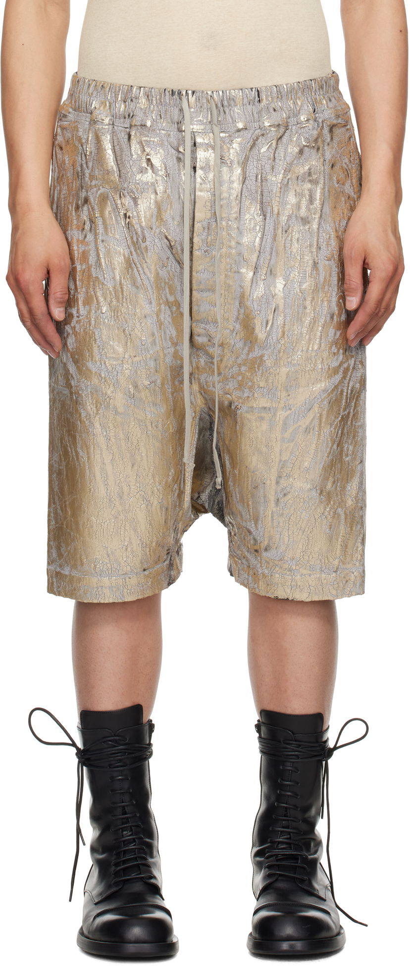 Shortsit Rick Owens Rick Owens DRKSHDW Hollywood Drawstring Pods Shorts Metallinen | DU01E3380 SGMC