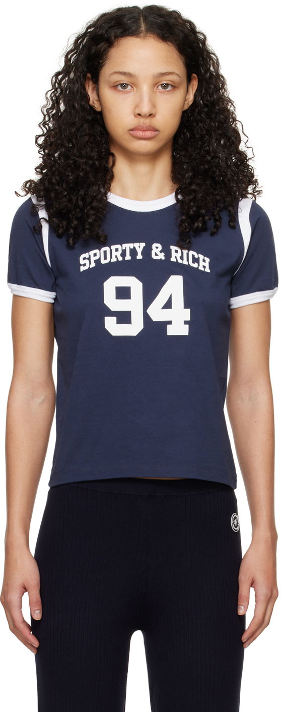 T-paita Sporty & Rich SR '94' Sports T-Shirt Tummansininen | TSAW2396NA