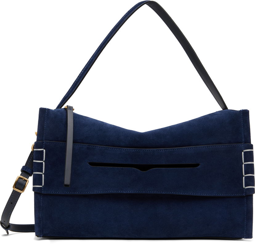 Olkalaukku JW Anderson JW Anderson Medium Loafer Suede Shoulder Bag Tummansininen | HB0733-LA0364