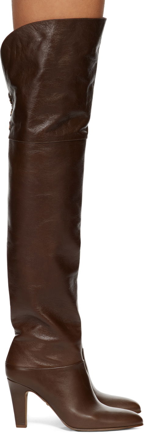 Sukat CHLOÉ Chloé Eve Thigh-High Leather Boots Ruskea | CHC24W03POO