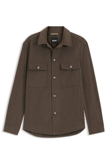 Paita BOSS BOSS Relaxed-Fit Stretch Cotton Overshirt Vihreä | 50551684