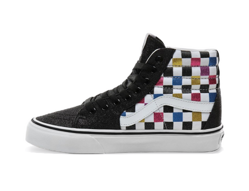 Skateboarding Vans Sk8-Hi Glitter Checkerboard Musta | VN0A4BV6V3P