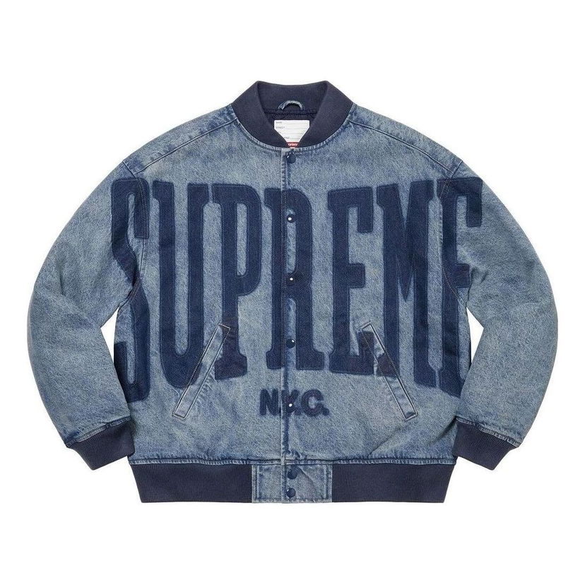 Bomber-takki Supreme Washed Knockout Denim Varsity Jacket Sininen | SUP-SS23-171