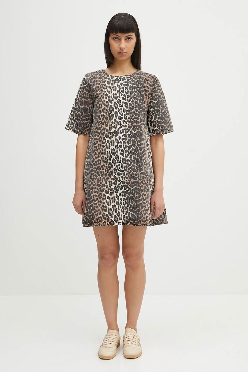 Mekko GANNI GANNI Print Denim Open Back Mini Dress Monivärinen | J1677
