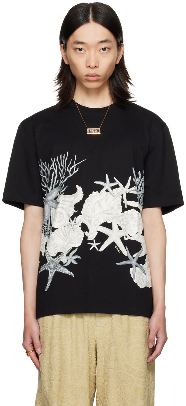 T-paita Versace Black Barocco Sea T-Shirt Musta | 1013302_1A11409