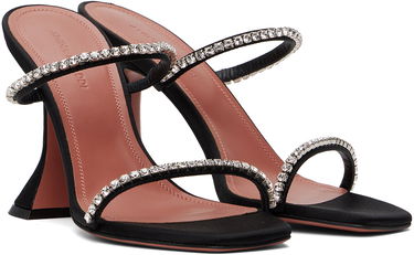 Asusteet Amina Muaddi Amina Muaddi Gilda Crystal-Embellished Satin Heeled Sandals Musta | GILDA SLIPPER CL SATIN, 3