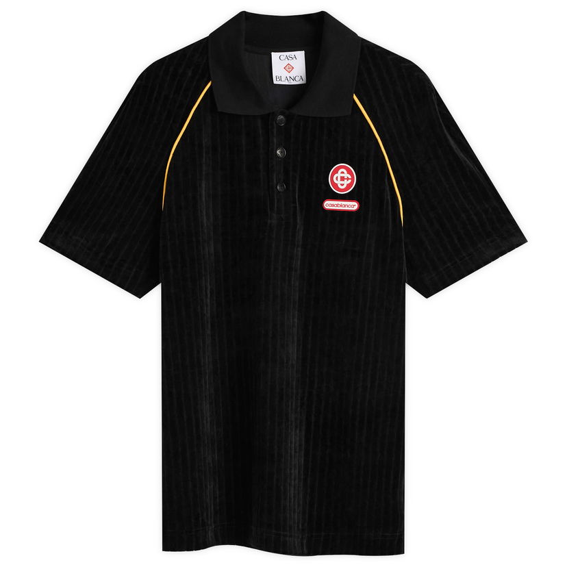 Poolopaita Casablanca Rib Velour Raglan Polo Musta | M-AW25-JTP-432-01