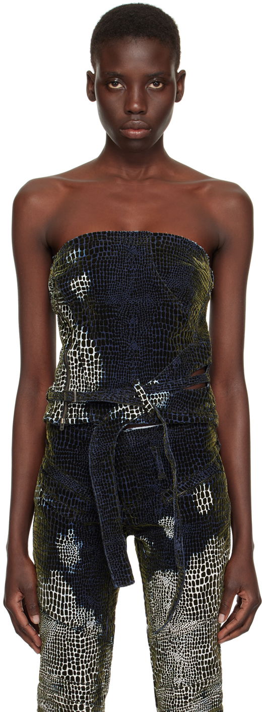 Tankkitoppi Ottolinger Ottolinger Patterned Denim Tube Top Sininen | 1704802