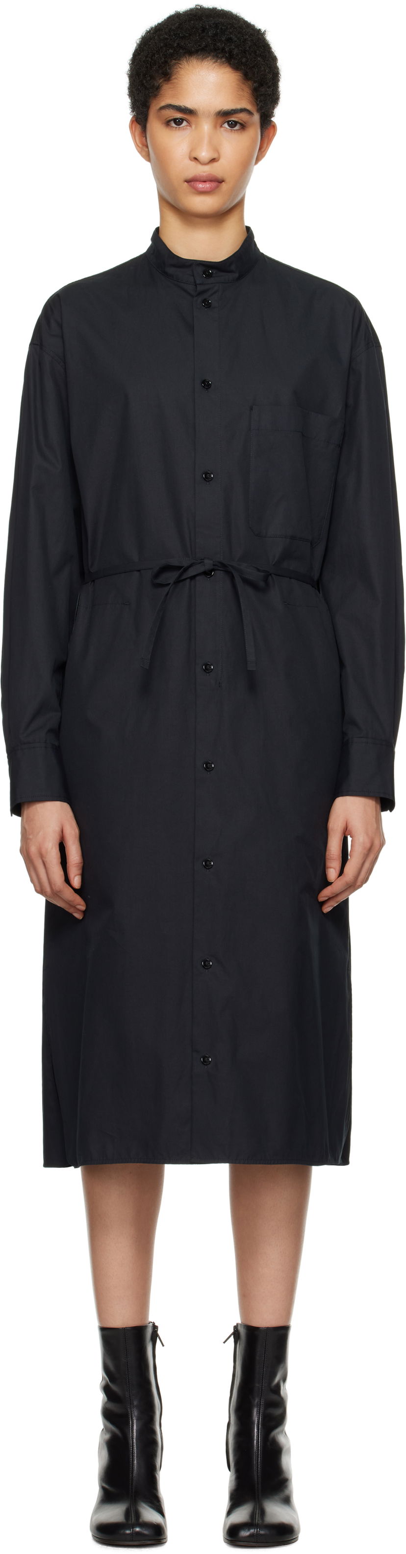 Mekko LEMAIRE Lemaire Drawstring Midi Shirt Dress Musta | DR1087 LF839