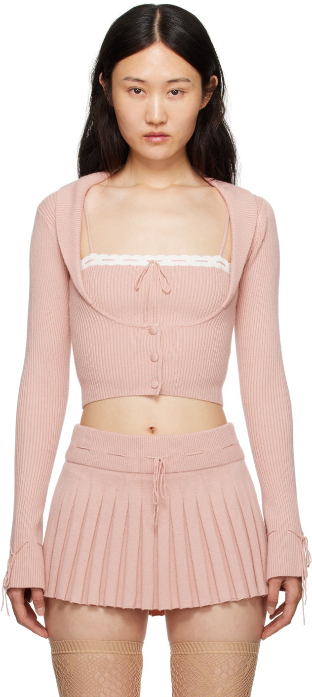 Villapaita GUIZIO Guizio Cielo Knit Cardigan Vaaleanpunainen | H23620S020