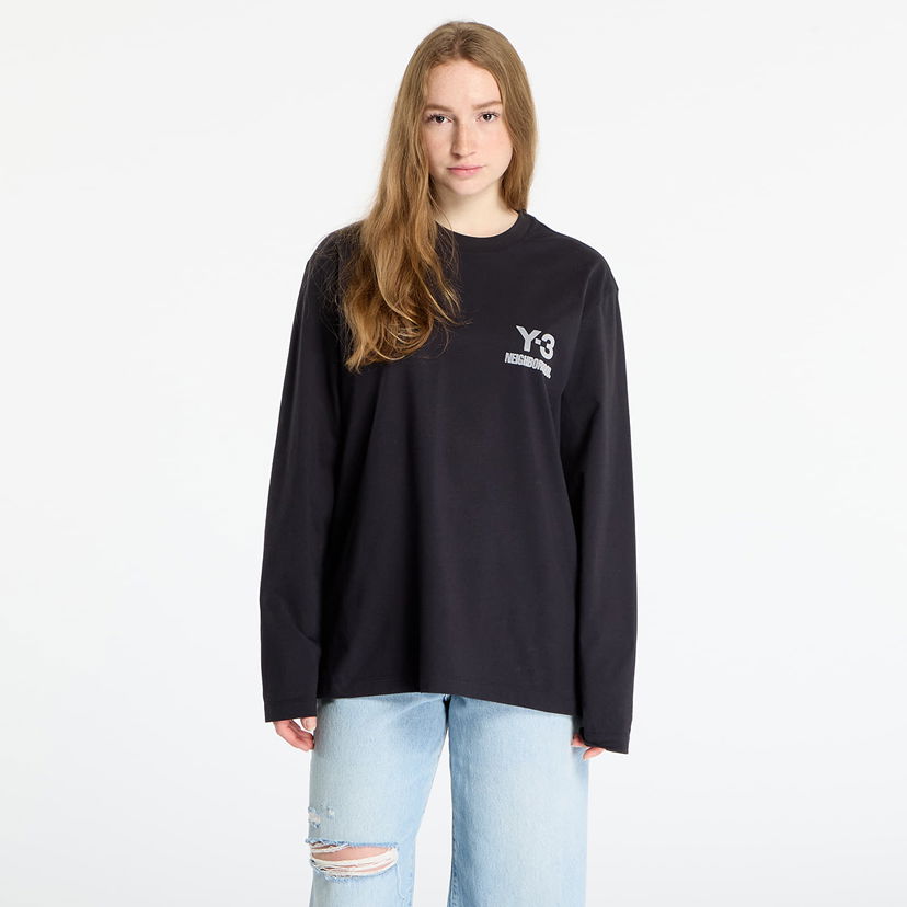 T-paita Y-3 Y-3 x Neighborhood Logo Long Sleeve Tee Musta | JW7001