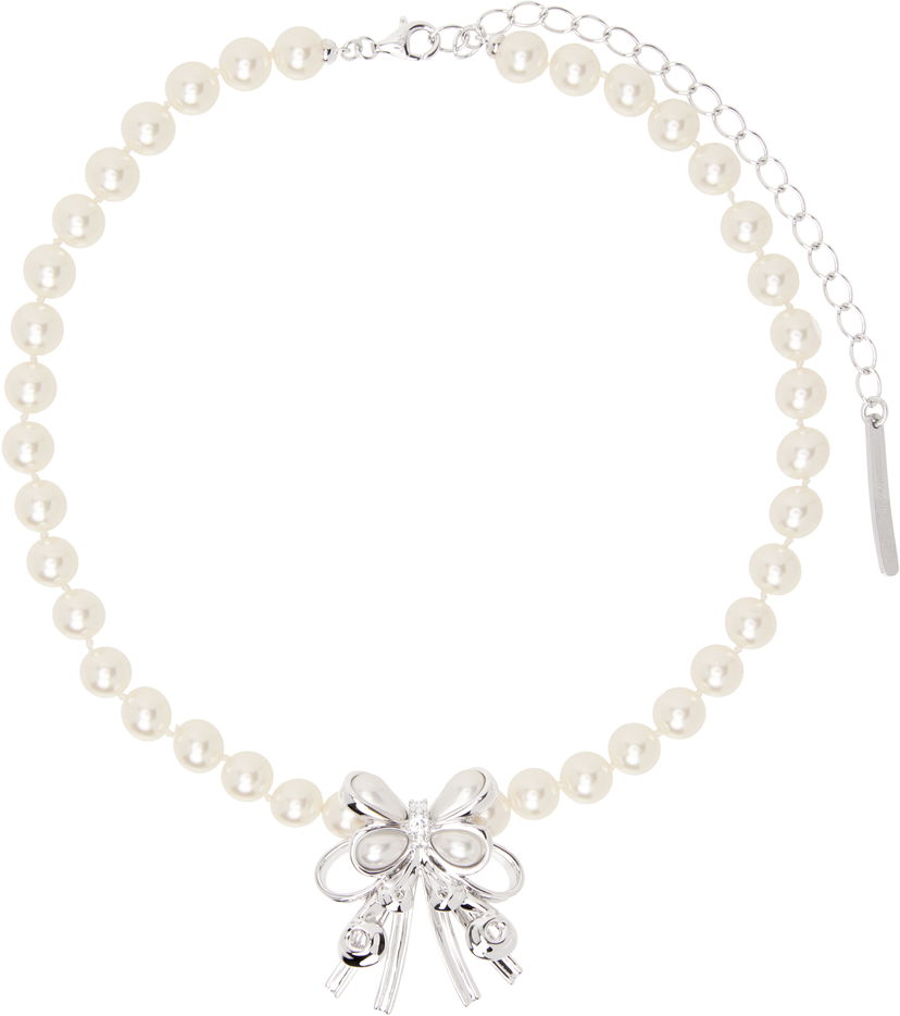 Kaulakoru SHUSHU/TONG YVMIN Edition Pearl Butterfly Flower Curly Hair Choker Valkoinen | 24715SLV00NN