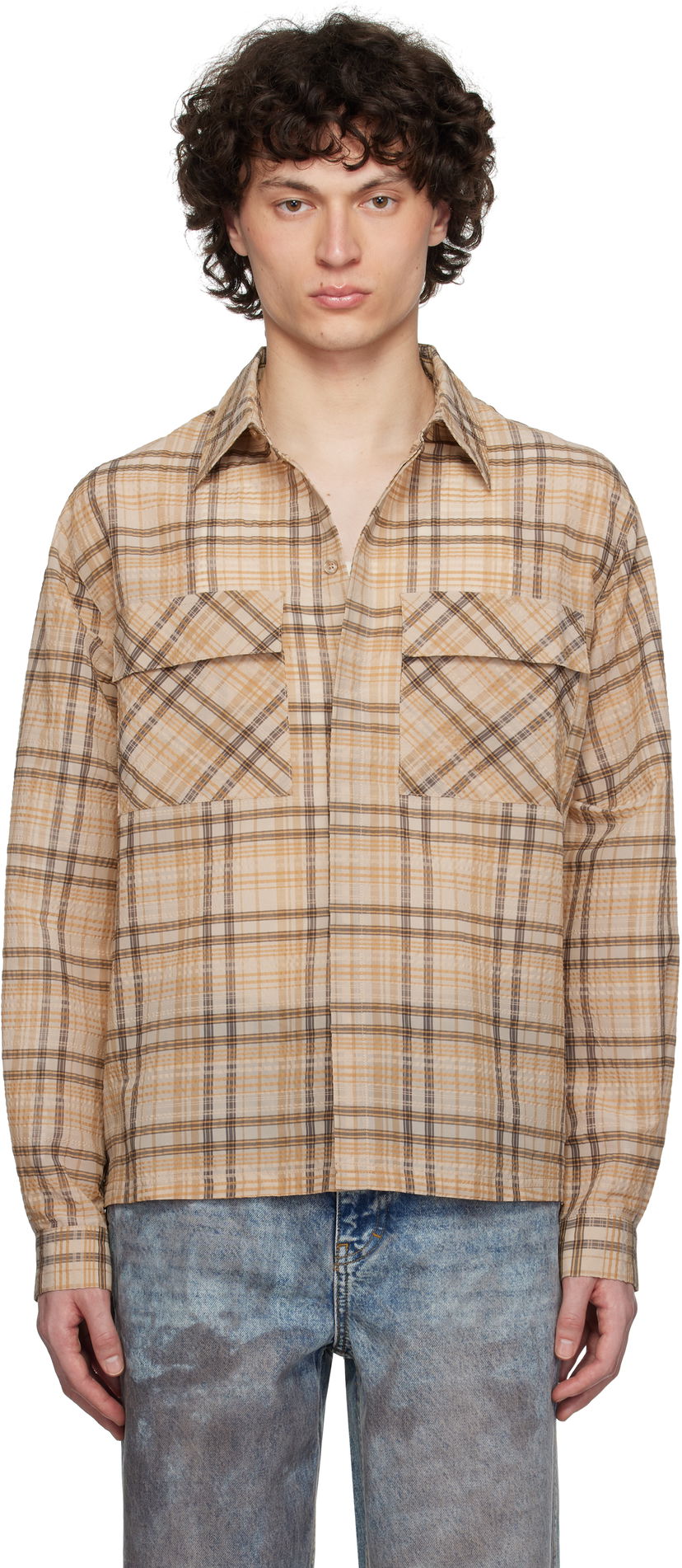 Paita Represent Clo Represent Sheer Flannel Shirt Beige | MLM2907