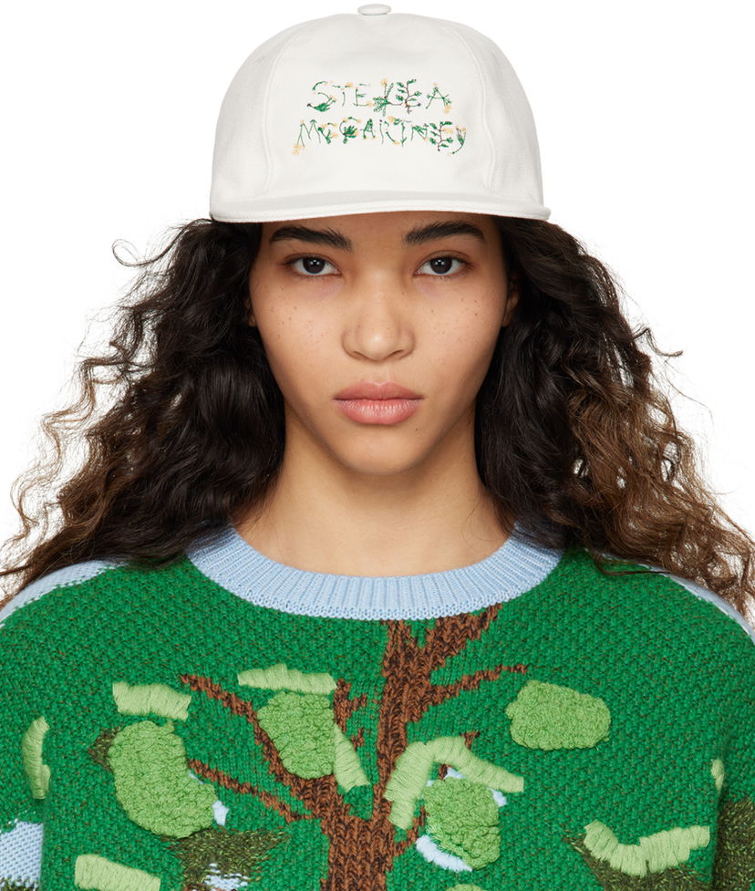 Korkki Stella McCartney Stella McCartney Embroidered Cap Valkoinen | 570194WP0172
