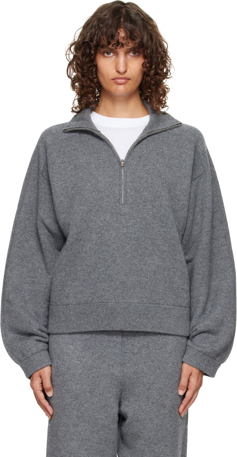 Villapaita Loulou de Saison Loulou de Saison Cashmere Quarter-Zip Sweater Harmaa | DRIES