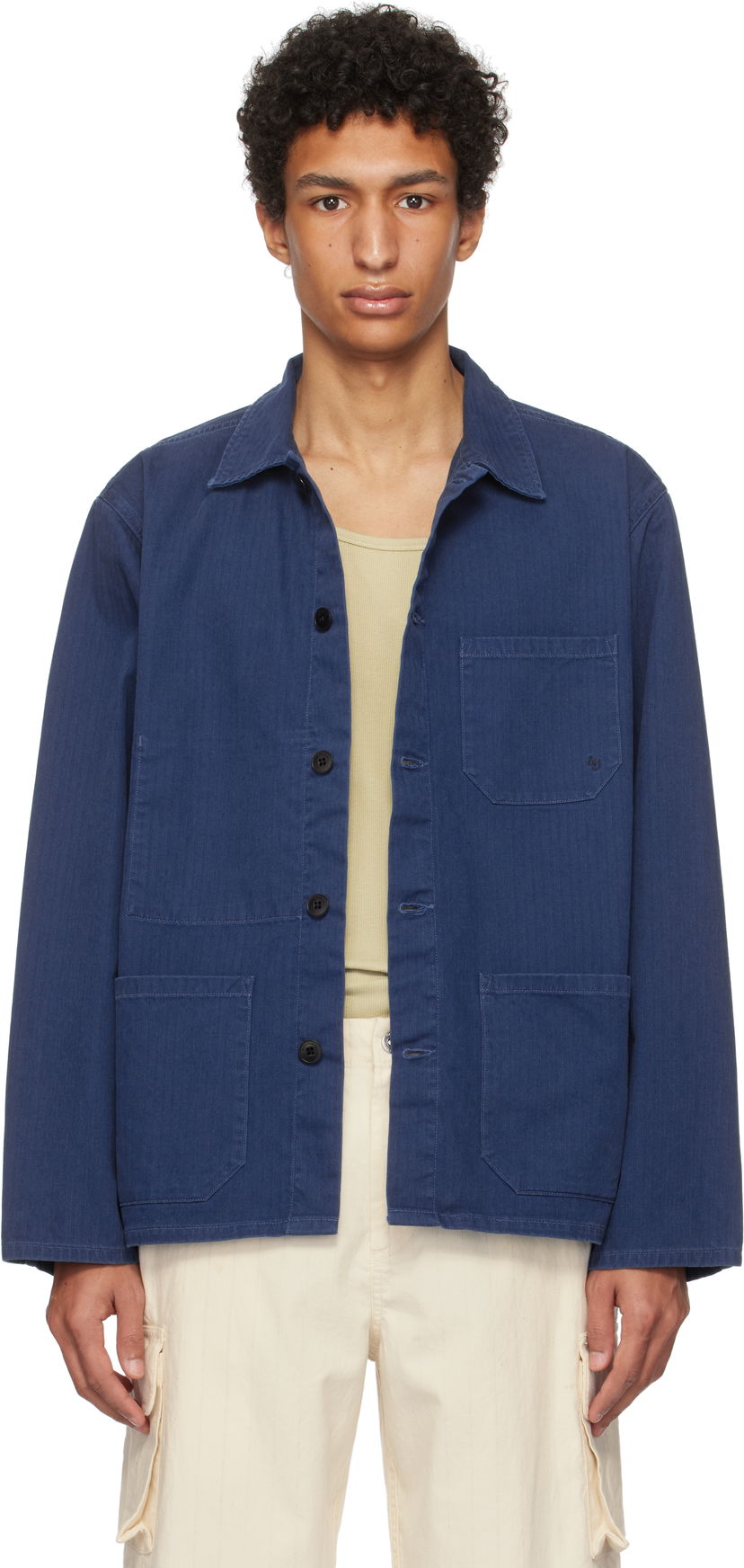 Paita Nudie Jeans Buddy Herringbone Chore Jacket Sininen | 160881