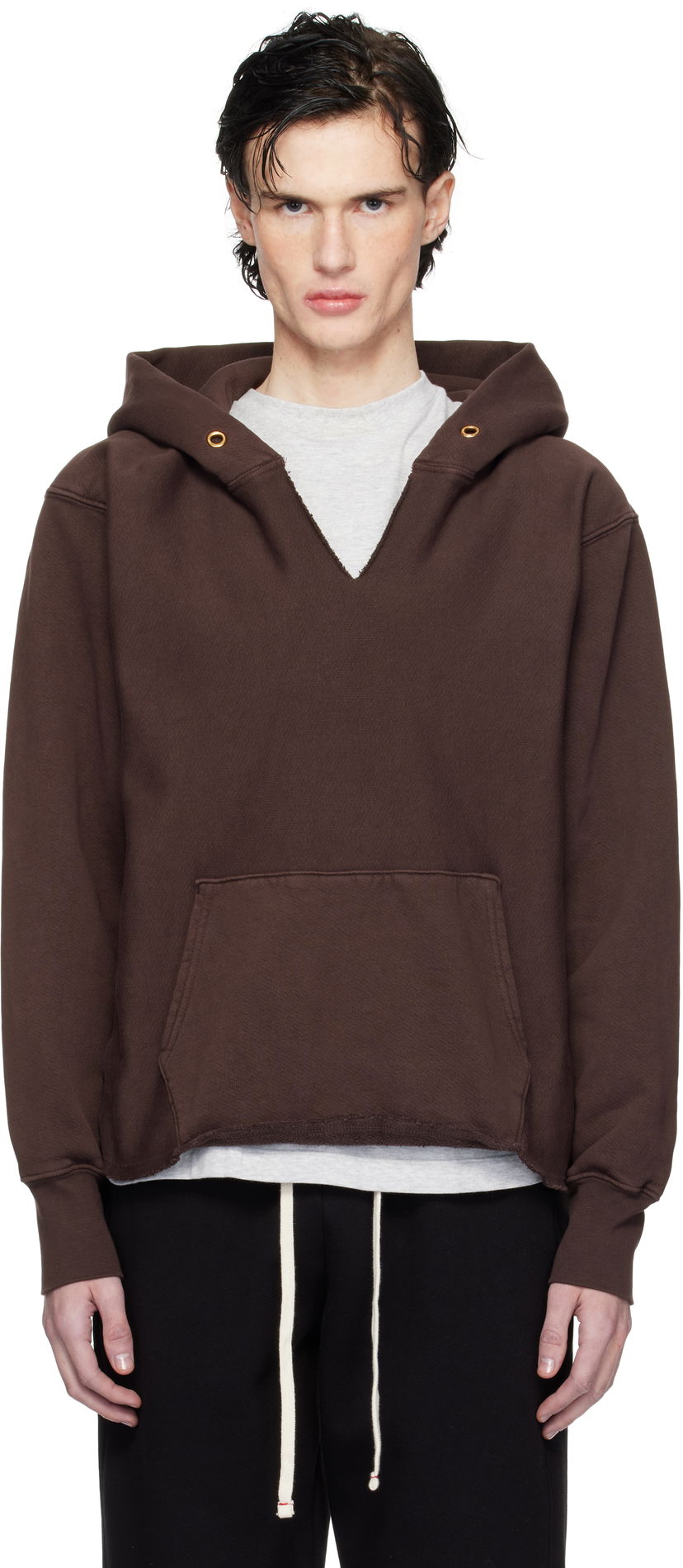 Huppari LES TIEN Heavyweight Cropped Hoodie Ruskea | CF-1091-PD