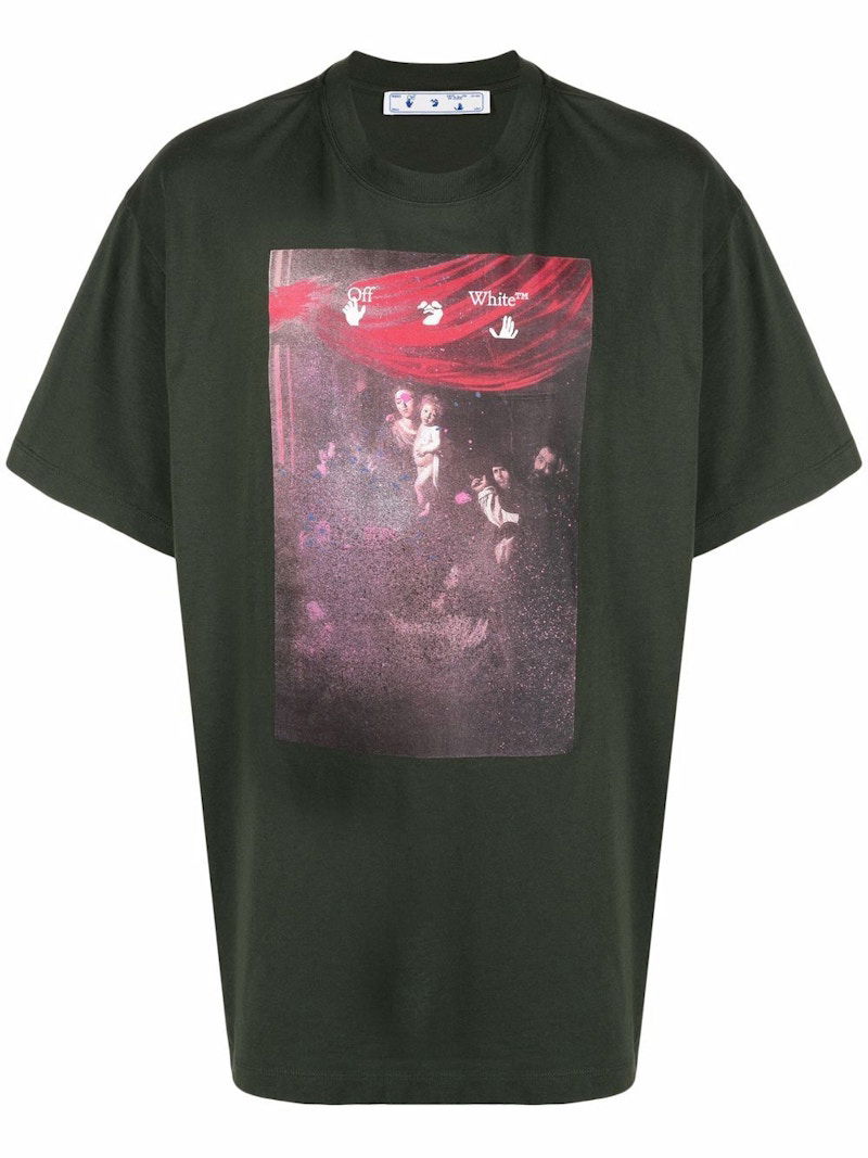 T-paita Off-White Caravaggio Painting T-shirt Green Vihreä | OMAA038S21JER0055901