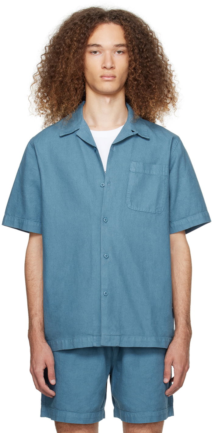 Paita Maharishi Open Spread Collar Shirt Sininen | 5005