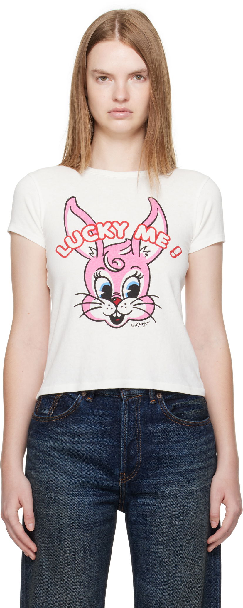 T-paita KENZO Kenzo Paris 'Lucky Me' Cartoon T-Shirt Valkoinen | FF62TS2634SK