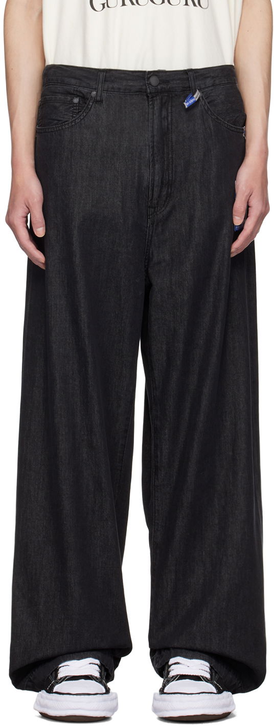 Jeans Maison MIHARA YASUHIRO Maison MIHARA YASUHIRO Cotton Tencel Wide Leg Jeans Musta | I12PT004