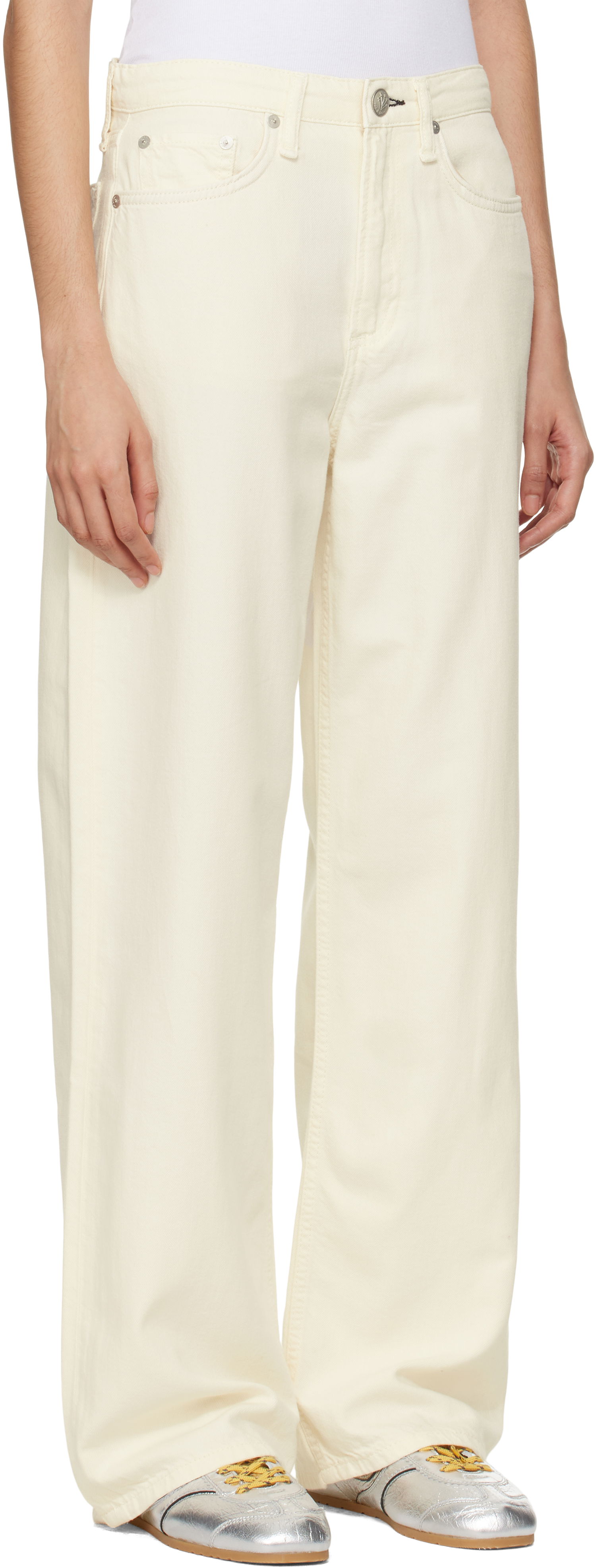 Jeans rag & bone Rag & Bone 'The Logan' Mid-Rise Wide Leg Jeans Valkoinen | WDD22H2786STEC, 1