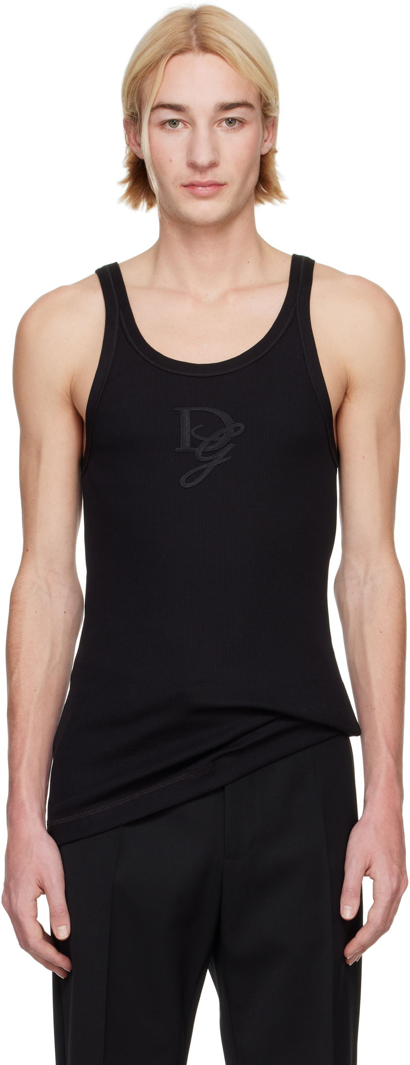 Tankkitoppi Dolce & Gabbana Logo Patch Tank Top Musta | G8PA8ZG7N4G