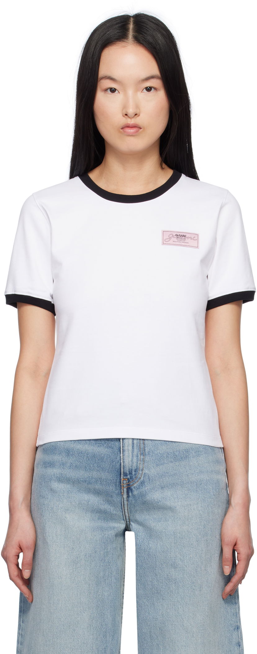 T-paita GANNI Ganni Heavy Cotton T-Shirt Valkoinen | T4120
