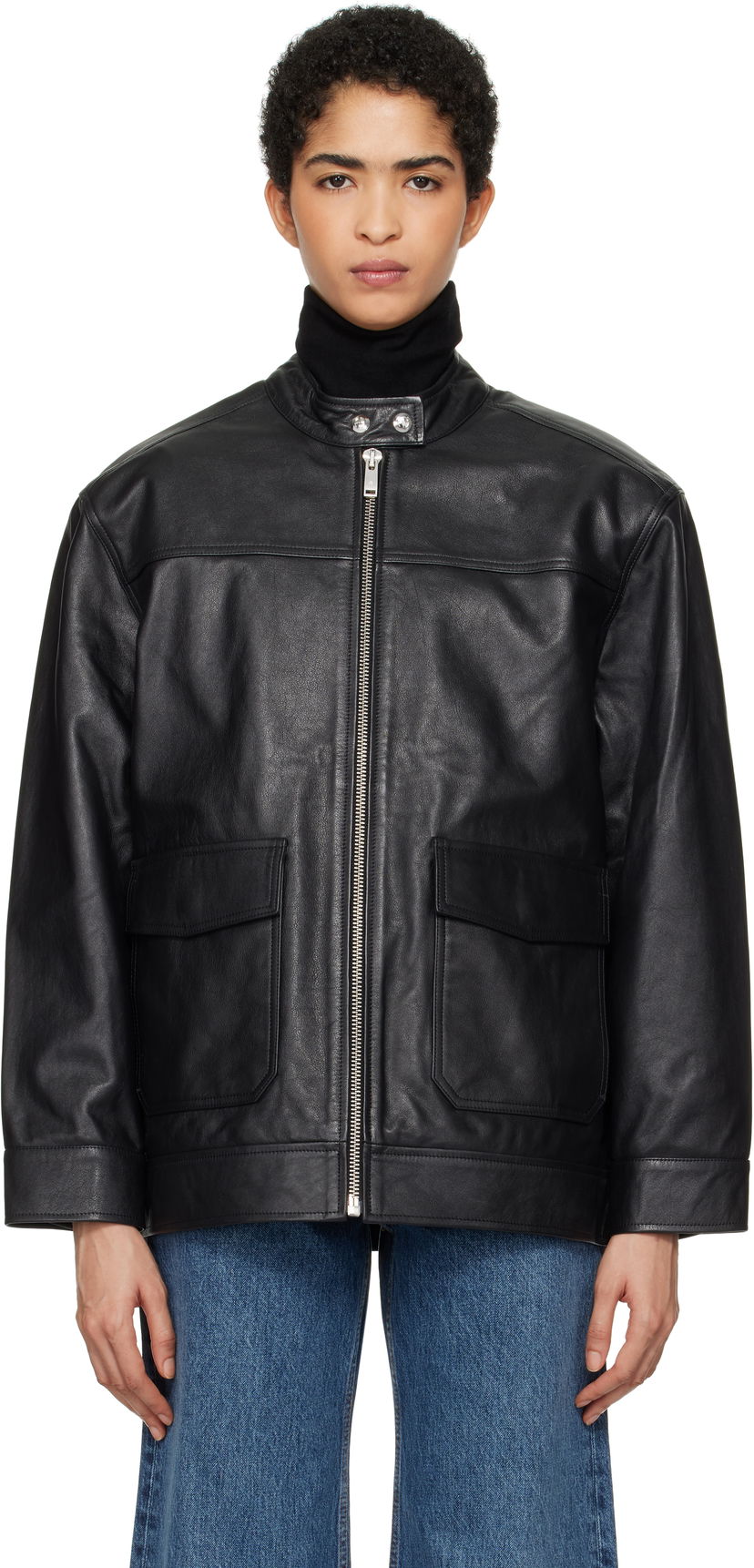 Takki Anine Bing Henry Leather Jacket Musta | A-01-10189-000