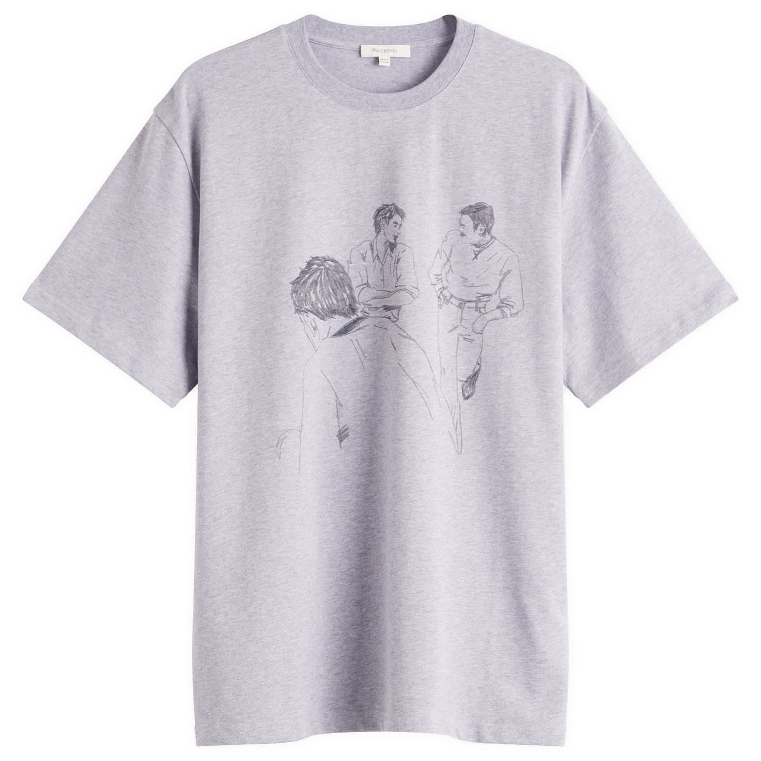 T-paita JW Anderson JW Anderson Cafe Scene Printed T-Shirt, Size Small Harmaa | JT0303-PG1510-945, 0