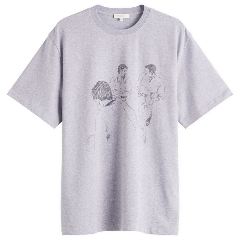 T-paita JW Anderson JW Anderson Cafe Scene Printed T-Shirt, Size Small Harmaa | JT0303-PG1510-945