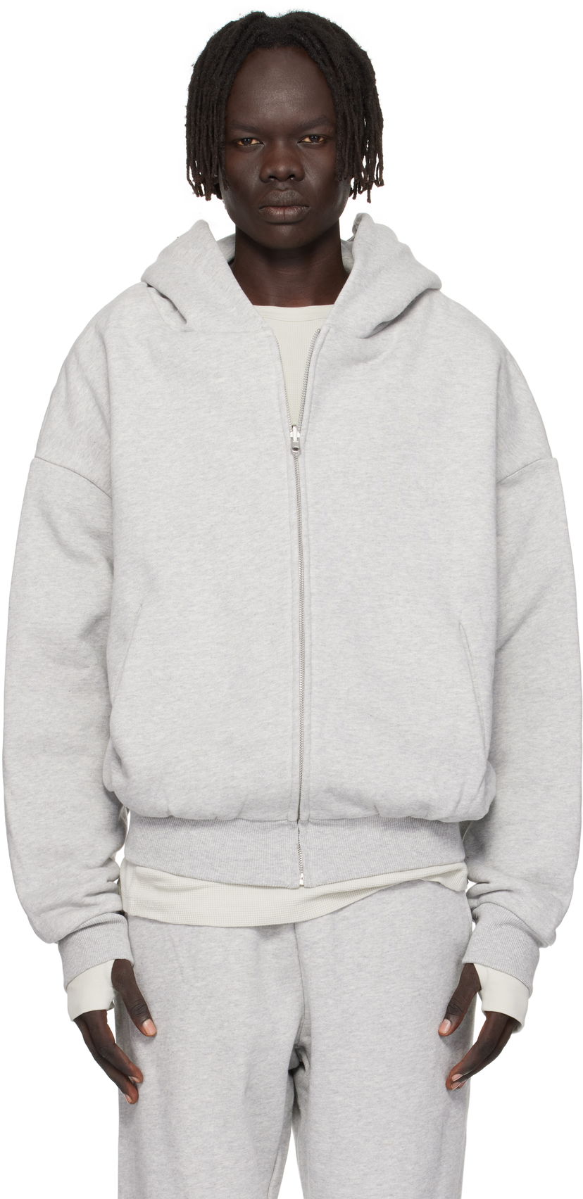 Huppari Entire Studios Entire Studios Thermal Zip-Up Hoodie Harmaa | ES2488SI