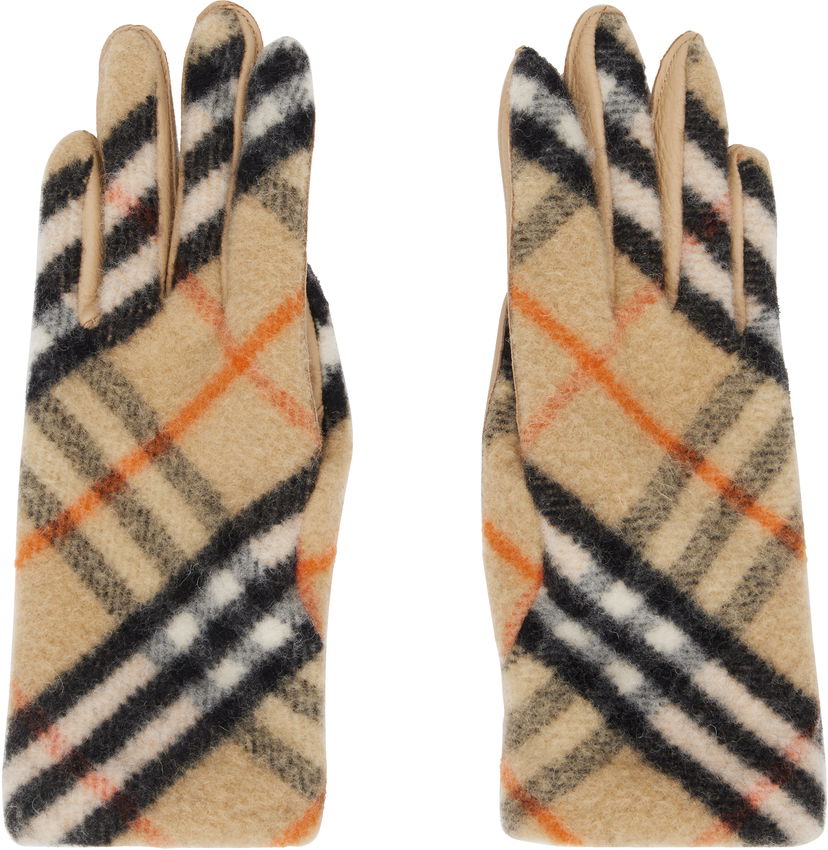 Käsineet Burberry Wool Gloves With Check Pattern Beige | 8097265