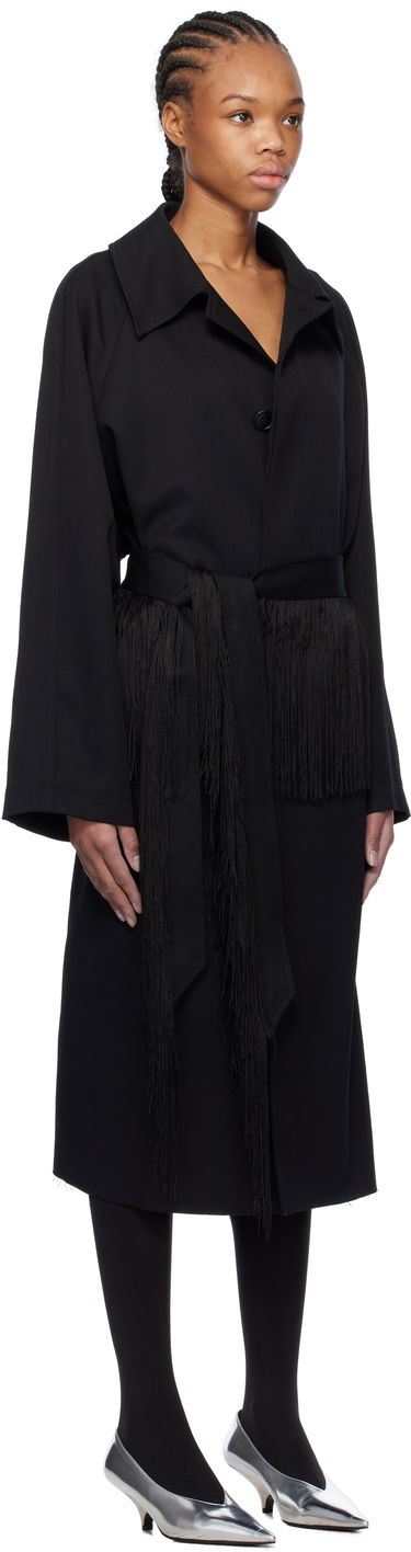 Takit Maison Margiela MM6 Maison Margiela Wool Gabardine Trench Coat with Fringed Belt Musta | S52AH0079 S78542, 1