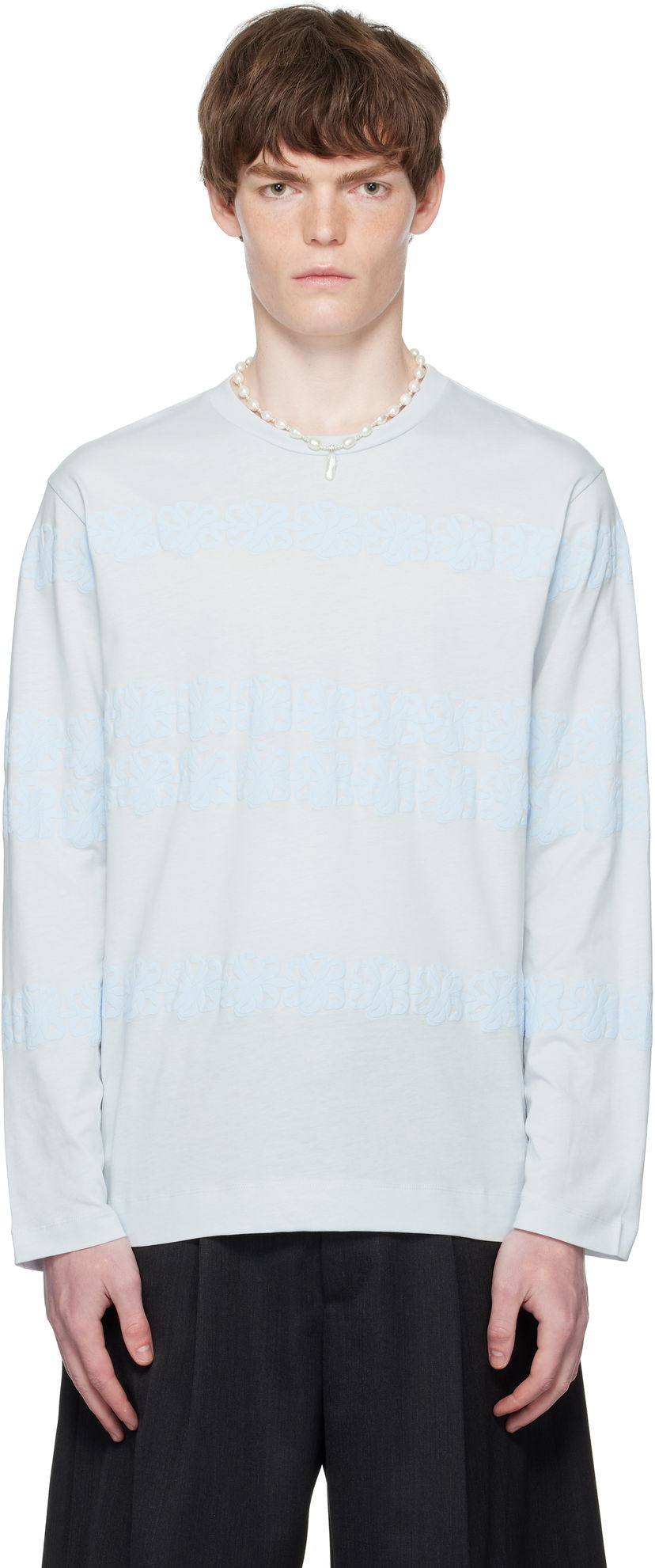 T-paita Simone Rocha Simone Rocha Daisy Chain Print Long Sleeve T-shirt Sininen | 5194P47P48-M 0569