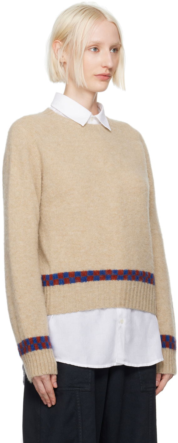 Villapaita YMC Jets Check Knit Sweater Beige | Q8XAV, 1