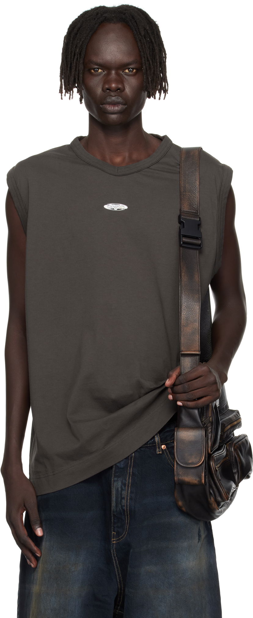 Tankkitoppi VETEMENTS Vetements Oval Logo Jersey Tank Top Harmaa | UH76TR550C