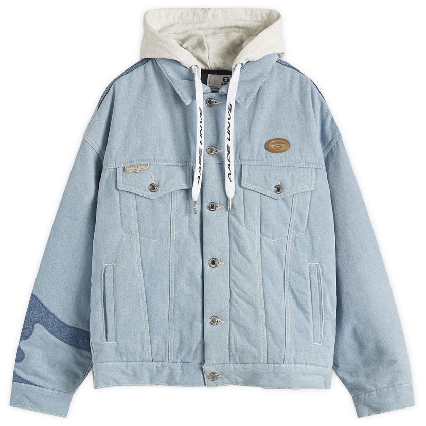 Takki AAPE by A Bathing Ape AAPE Padded Denim Jacket, Size Large Sininen | AAPJKM7679XXNBLL
