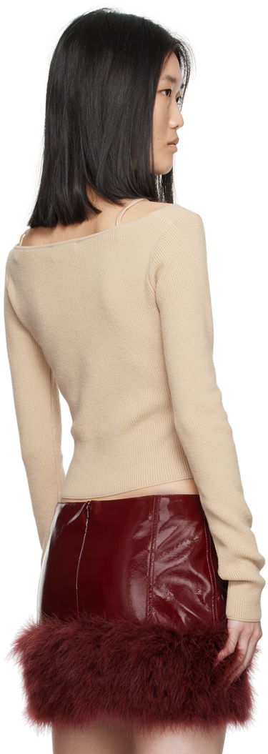 Crop top Blumarine Lace Trimmed Knit Top Beige | A422M460A, 2